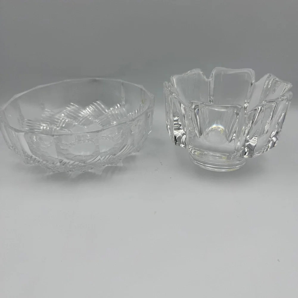 Set of 2 Crystal Glass Bowls Candy Dishes Trinket Dishes Serving‎ Bowls